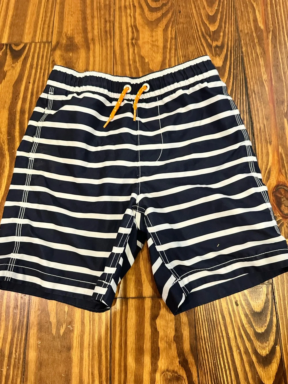GAP Navy & White Striped Swim Hybrids with Orange Drawstring